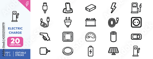 Bild auf Leinwand Electric Charge icon set