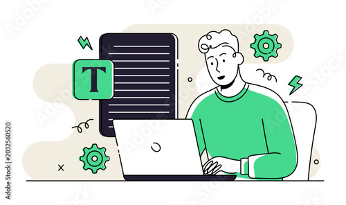 Content Writing Flat Illustration, Copywriting, Creative Writing, Freelance Content Writer