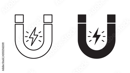 Schilderij op canvas Magnet icons with lightning strike symbol, electric attraction concept for energ