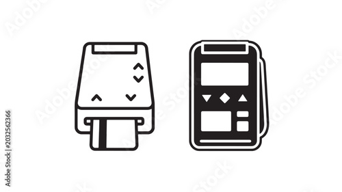 Tableau sur toile Mobile payment terminals icon set with card and keypad interface for contactless
