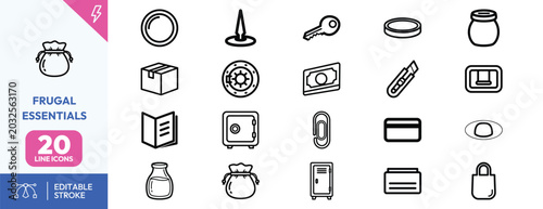 Fotografía Frugal Essentials icon set