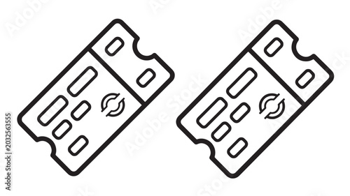 Fotografía Ticket cards icon set with barcode stubs and ticket perforation lines for event