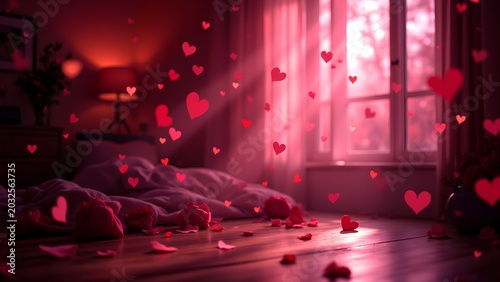 red heart door in the night