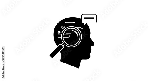 Tableau sur toile Black silhouette of a human head.