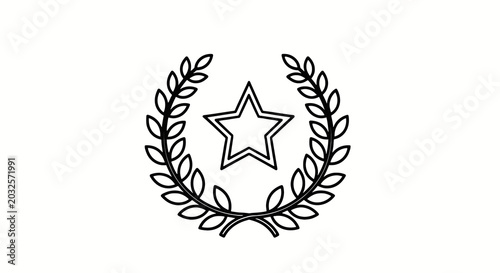 Cuadro en lienzo Star Laurel Wreath Graphic Emblem Symbol.