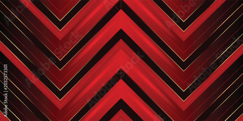 Foto Luxury symmetrical chevron pattern with red, black, and gold metallic lines