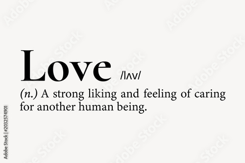 Foto Love definition, dictionary word typography