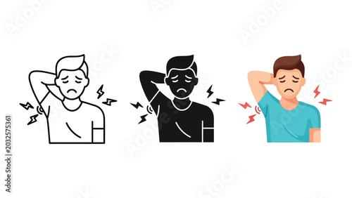 Man with underarm pain vector illustration set