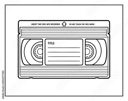 Canvastavla VHS tape outline drawing for a coloring page featuring a retro video cassette fo