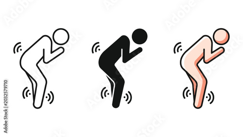 Obraz na płótnie Shaking person icon set showing shivering or trembling human figure vector illus