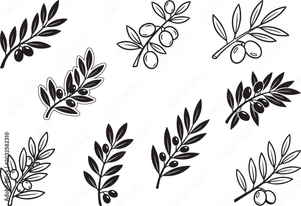 Fototapeta premium OLIVE BRANCH SILHOUETTE