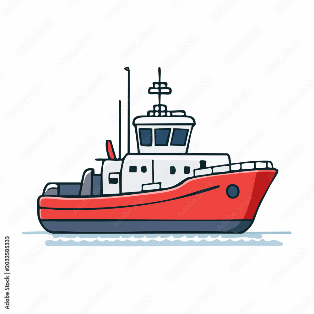 Fototapeta premium Illustration of a Red Tugboat