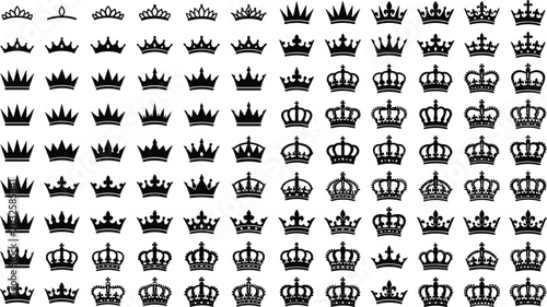 Photos Crown icon mega collection, royal and heraldic crown silhouettes, black and whit