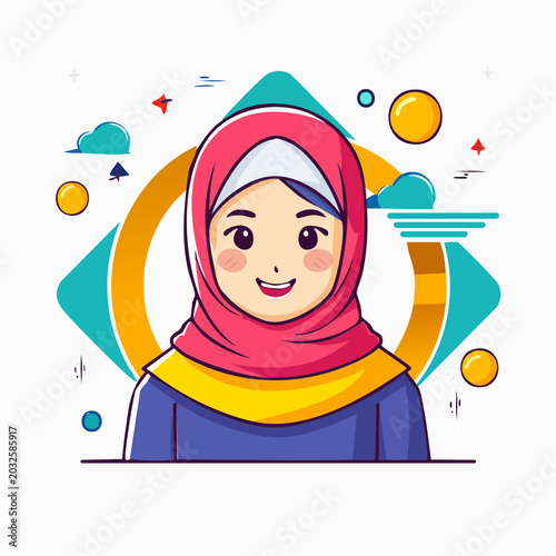 Smiling Muslim Woman Wearing a Pink Hijab