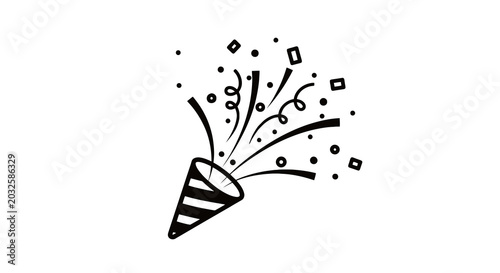 Schilderij op canvas Black and white party popper icon.