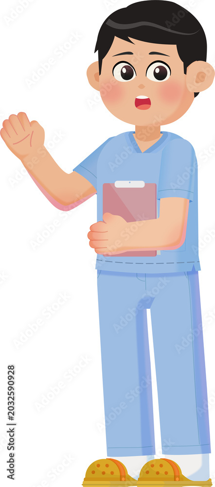Obraz premium Cheerful Cartoon Boy Character Holding Digital Tablet with Surprised Expression - Vector Illustration