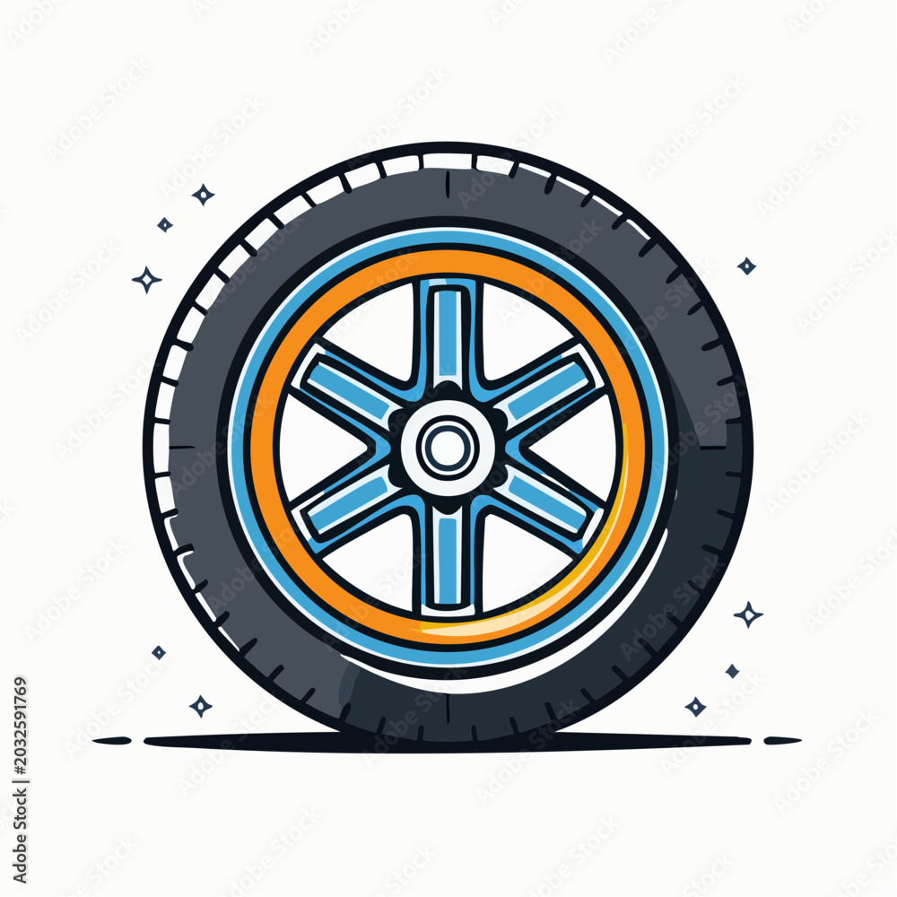 Fototapeta premium Stylized Car Wheel Illustration