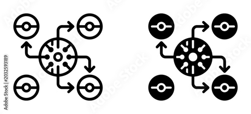Foto Abstract Flow Diagram Icons, Circular Process Flow, Data Distribution, Network C