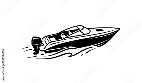 Obraz na płótnie Speed boat outline silhouette vector icon for marine transport design