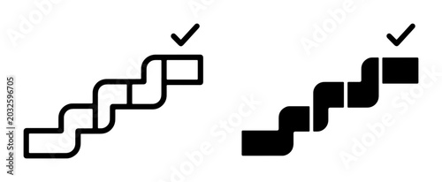 Photography Abstract Geometric Staircase Icons, Step Up Success Concept, Line Art and Solid