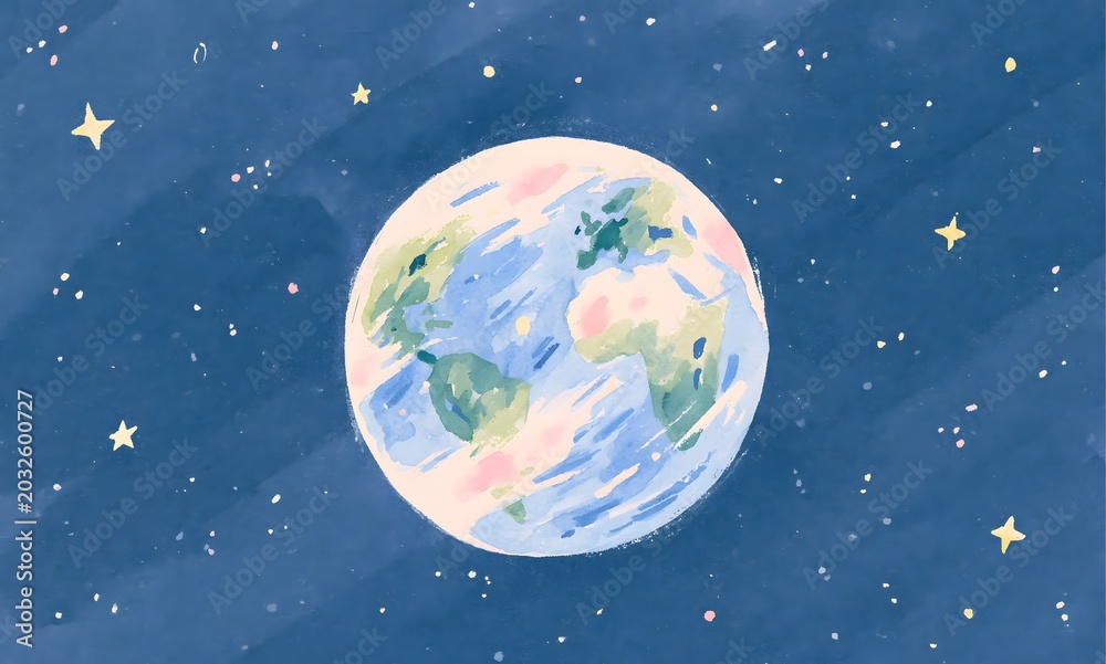 Fototapeta premium earth in space, watercolor style