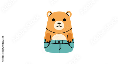 Obraz na płótnie Cute cartoon bear in jeans.