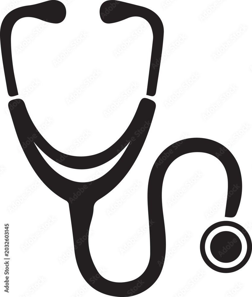 Fototapeta premium Black stethoscope icon on white background Vector