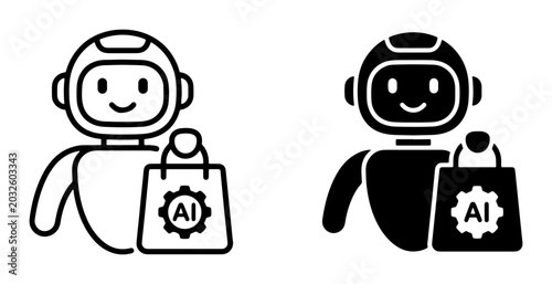 Foto AI Robot Delivery Icons, Futuristic Automation Service, Intelligent Logistics Bo