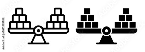 Konstfotografi Balance Scales Vector Icons, Weighing Cubes, Equilibrium Symbol, Comparison Conc