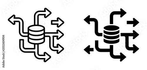 Foto Data Distribution Icons, Network Flow Vector Graphics, Information Hub Symbols,