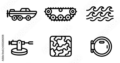 Konstfotografi Military Vehicle Icons: Tank Tread, Amphibious Craft, Weapon Mount, Camouflage,