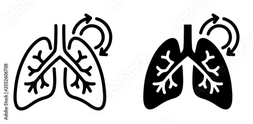 Quadro su tela Lung Icons Set: Respiration and Breathing Symbols, Medical and Science Graphics