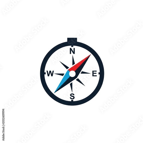 Bold black and white compass with red and blue pointer