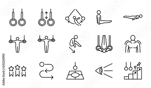 Фотография Gymnastics Icons Set, Artistic Sport Vector Graphics, Athletic Training Symbols,