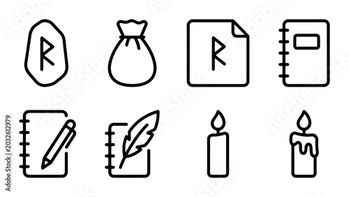Bild auf Leinwand Mystical Rune Icons, Magic Symbols Set, Ancient Runes, Witchcraft Symbols, Occul