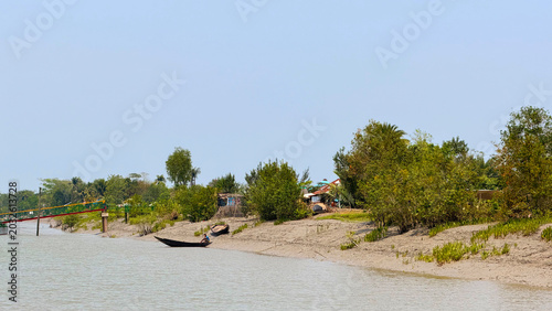 Green Riverside Landscape with Peaceful Tropical Environment