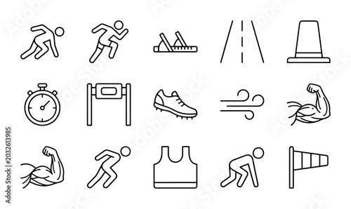 Canvastavla Running Icons Set, Sport Vector Graphics, Athletic Training Symbols, Fitness & R