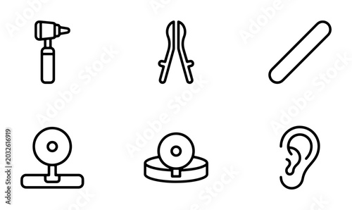 Quadro su tela Medical Otoscope & ENT Tools Vector Icons Set, Healthcare Diagnostic Equipment I