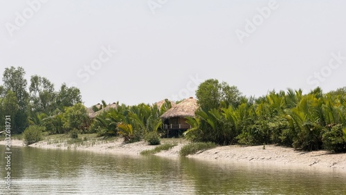 Coastal Village Landscape with Tropical Nature and Open Sky