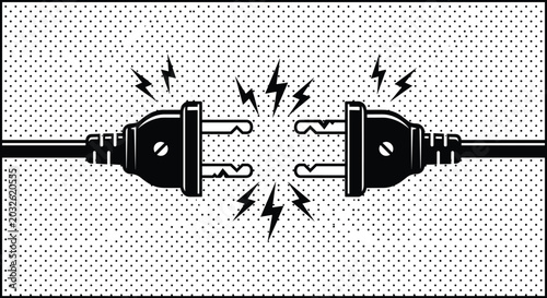 Bilde på lerret Electric power conflict concept, pop art style energy tension, comic plug illust