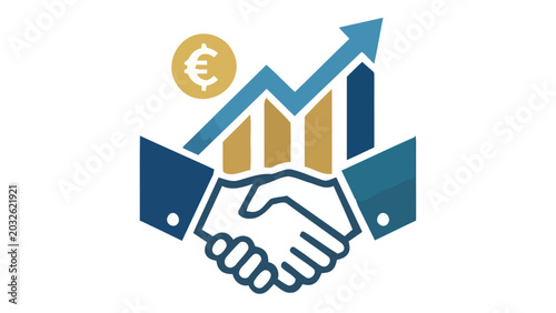 Foto Business handshake with financial growth chart and euro symbol