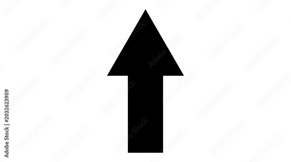 Fototapeta premium Bold and straightforward upward pointing arrow graphic symbolizing progress, direction, growth, and the path to success in digital navigation and modern design projects