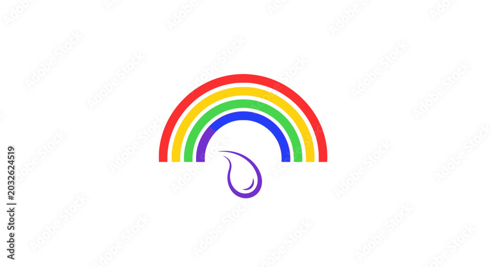 Fototapeta premium Rainbow with single water droplet symbol.