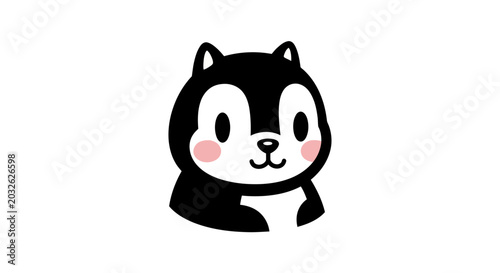 Obraz na płótnie Cute cartoon black cat face.