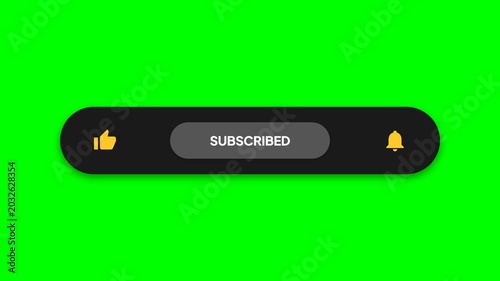 Animated YouTube Subscribe Button and Notification Bell Interaction with Mouse Cursor Click, Seamless Loop, Representing Engagement, Audience Growth, and Channel Promotion.