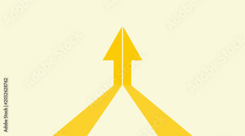 Tableau sur toile Dynamic yellow arrows converging to form a unified path forward, symbolizing gro