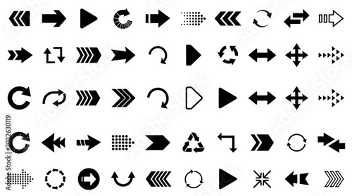 Εκτύπωση καμβά Collection of arrows in various styles and directions, including curved, straigh
