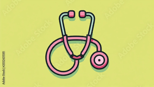 Photos Colorful Pediatric Stethoscope on Bright Green Background for Medical and Health
