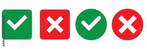 Photos Sharp green checkmark and red cross on isolated white background vector symbol for right and wrong choices