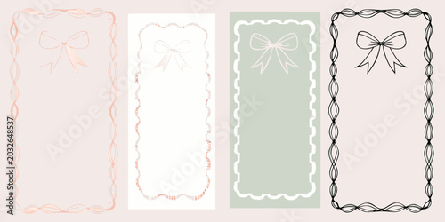 Foto minimalist decorative frames with bow accents pastel color scheme vector illustr